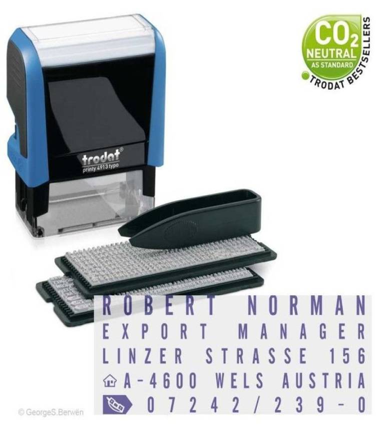 Cachet Tampon 6 lignes a composer soi-même 2 polices de caractères +1 pincette